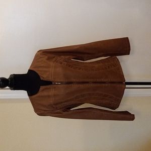 🤎🧥Luis Faux Leather Soft Zip Up Front Long Sleeve Jacket Fully Lined Size XL